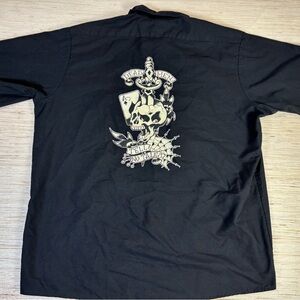 Felon Clothing Co “Dead Men Tell No Tales” Skull Work Shirt XL Black